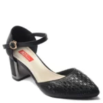 Giày Slingback gót vuông quai cổ chân màu đen, đế 5cm GB 1113